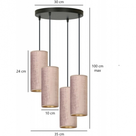 Elegancka Lampa wisząca z abażurami Bente Premium IV różowa Emibig do salonu i sypialni