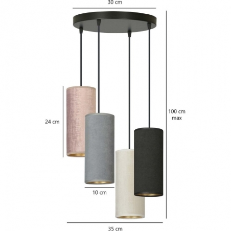 Elegancka Lampa wisząca z abażurami Bente Premium III mix Emibig do salonu i sypialni