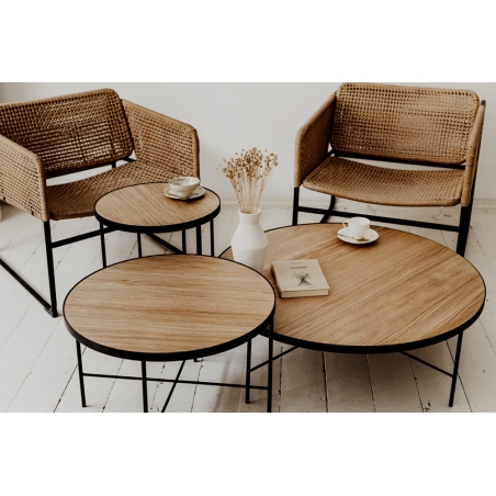 Tre 60 oak&amp;black round coffee table Nordifra