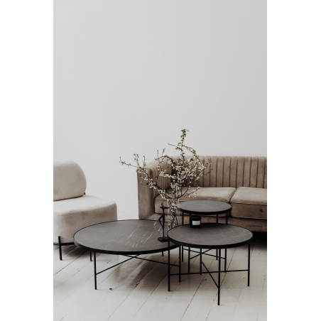 Tre 90 marble&amp;black round coffee table Nordifra