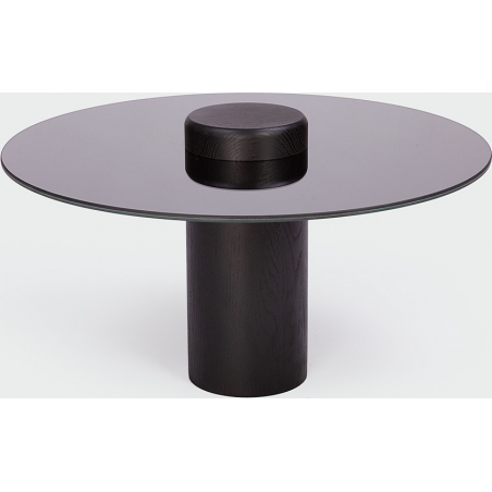 Tyk 63 black oak&amp;titanium mirror glass round coffee table Nordifra