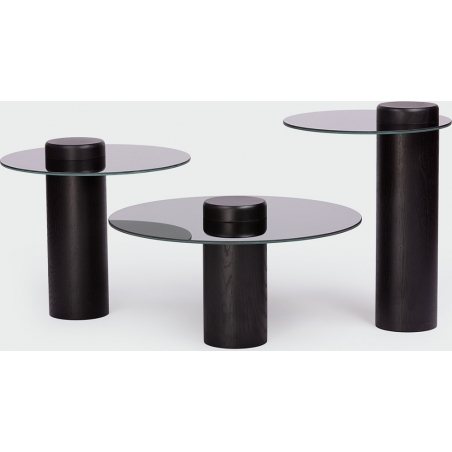 Tyk 50 black oak&amp;titanium mirror glass round coffee table Nordifra