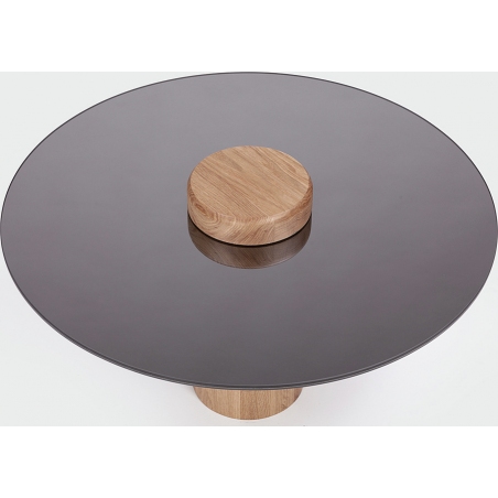 Tyk 63 natural oak&amp;titanium mirror glass round coffee table Nordifra