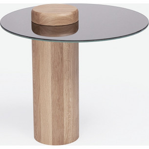 Stolik szklany okrągły Tyk 50 dąb naturalny/lustro tytanowe Nordifra 2