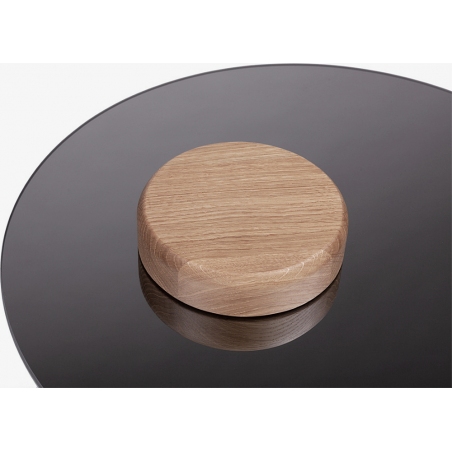 Tyk 50 natural oak&amp;titanium mirror glass round coffee table Nordifra