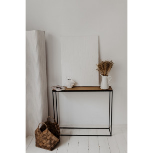 Stylowa Konsola metalowa Stam 91 dąb naturalny Nordifra do przedpokoju i salonu.
