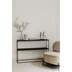 Stam 118 grey pietra industrial console table with shelf Nordifra