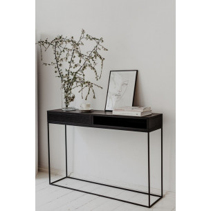 Stam 30 black oak console table with drawer Nordifra