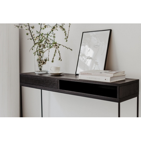 Stam 30 black oak console table with drawer Nordifra