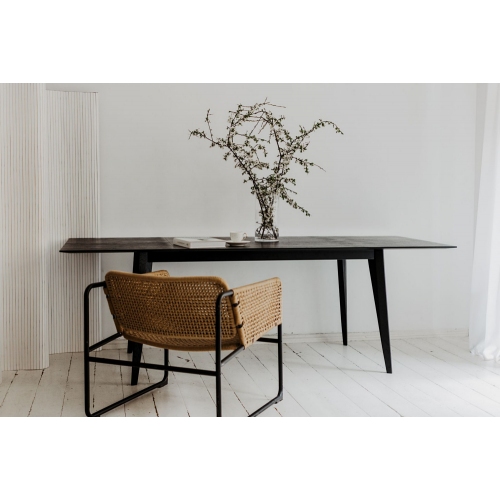 Bord 160x90 black oak veneer extending dining table Nordifra