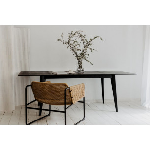 Bord 140x90 black oak veneer extending dining table Nordifra