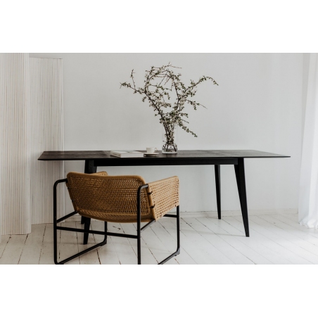 Bord 120x80 black oak veneer extending dining table Nordifra