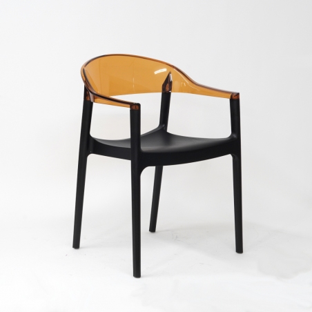 Designerskie Krzesło z podłokietnikami Carmen Armchair Black Czarny z bursztynowym przeźroczystym Siesta do jadalni, kuchni i sa