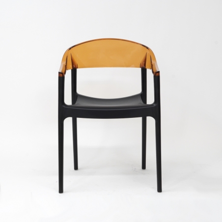 Designerskie Krzesło z podłokietnikami Carmen Armchair Black Czarny z bursztynowym przeźroczystym Siesta do jadalni, kuchni i sa