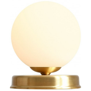 Lampa stołowa szklana kula Ball Brass 14 biało-mosiężna Aldex