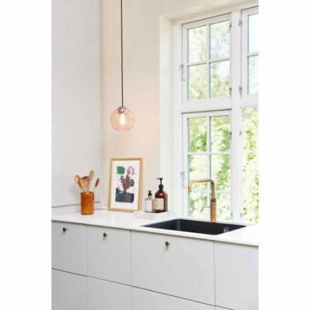 Designerska Lampa wisząca szklana kula Bubbles 18 różowa HaloDesign do salonu, kuchni i jadalni