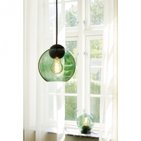 Designerska Lampa wisząca szklana kula Bubbles 18 zielona HaloDesign do salonu, kuchni i jadalni