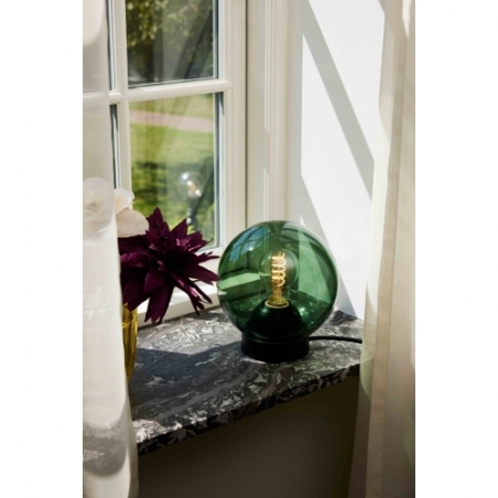 Stylowa Lampa stołowa szklana kula Bubbles zielona HaloDesign do salonu na komodę