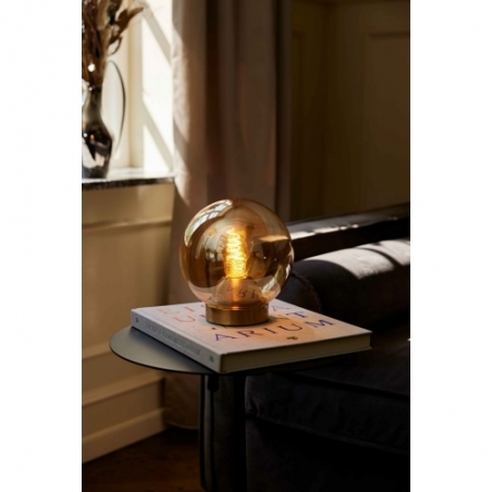 Stylowa Lampa stołowa szklana kula Bubbles burszytnowa HaloDesign do salonu na komodę