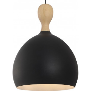 Designerska Lampa wisząca skandynawska Dueodde 39 czarna z drewnem HaloDesign do salonu, kuchni i jadalni