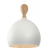 Designerska Lampa wisząca skandynawska Dueodde 39 biała z drewnem HaloDesign do salonu, kuchni i jadalni