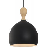 Designerska Lampa wisząca skandynawska Dueodde 30 czarna z drewnem HaloDesign do salonu, kuchni i jadalni