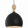 Designerska Lampa wisząca skandynawska Dueodde 30 czarna z drewnem HaloDesign do salonu, kuchni i jadalni