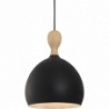 Designerska Lampa wisząca skandynawska Dueodde 24 czarna z drewnem HaloDesign do salonu, kuchni i jadalni