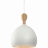 Designerska Lampa wisząca skandynawska Dueodde 24 biała z drewnem HaloDesign do salonu, kuchni i jadalni
