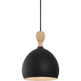 Designerska Lampa wisząca skandynawska Dueodde 18 czarna z drewnem HaloDesign do salonu, kuchni i jadalni