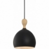 Designerska Lampa wisząca skandynawska Dueodde 18 czarna z drewnem HaloDesign do salonu, kuchni i jadalni