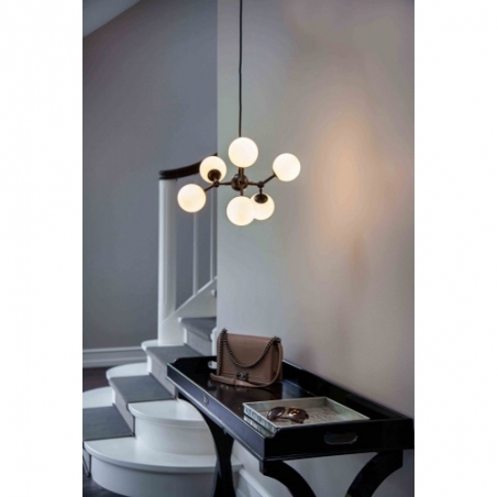 Designerska Lampa wisząca szklane kule Atom Mini VI czarny/opal HaloDesign do salonu, kuchni i jadalni