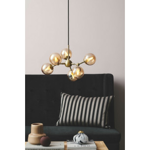 Atom Mini VI antique brass&amp;amber glass balls pendant lamp HaloDesign