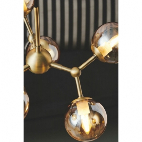 Atom Mini VI antique brass&amp;amber glass balls pendant lamp HaloDesign