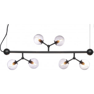 Designerska Lampa wisząca szklane kule Atom Mini Horizontal VI czarny/szkło dymione HaloDesign do salonu, kuchni i jadalni