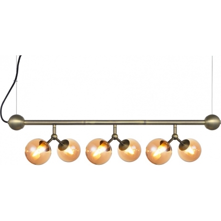 Atom Mini Horizontal VI antique brass&amp;amber glass balls pendant lamp HaloDesign