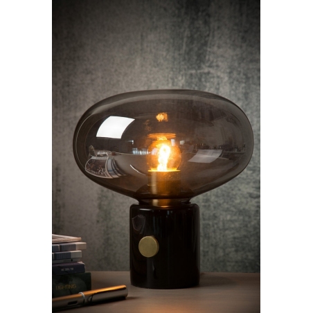 Charlize smoke grey&amp;black glass table lamp Lucide