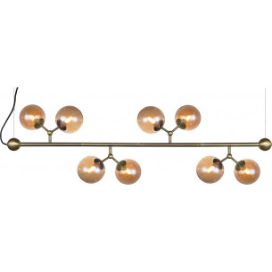 Designerska Lampa wisząca szklane kule Atom Maxi Horizontal VIII antyczny mosiądz/bursztynowy HaloDesign do salonu, kuchni i jad