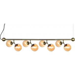 Designerska Lampa wisząca szklane kule Atom Maxi Horizontal VIII antyczny mosiądz/bursztynowy HaloDesign do salonu, kuchni i jad 2