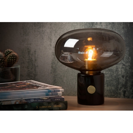 Charlize smoke grey&amp;black glass table lamp Lucide