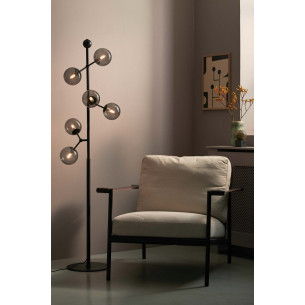 Atom black&amp;smoked glass glass balls floor lamp HaloDesign