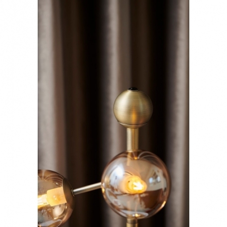 Stylowa Lampa stołowa szklane kule Atom antyczny mosiądz/bursztynowy HaloDesign do salonu na komodę
