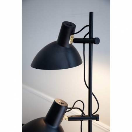 Stylowa Lampa podłogowa 2 punktowa Metropole czarna HaloDesign do czytania w salonie