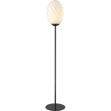 Stylowa Lampa podłogowa szklana Twist Oval opal/czarny HaloDesign do czytania w salonie