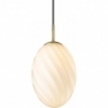 Designerska Lampa wisząca szklana Twist Oval 15cm opal/mosiądz HaloDesign do salonu, kuchni i jadalni
