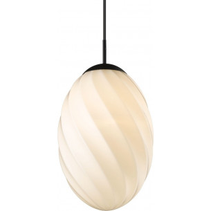 Twist Oval 25cm opal&amp;black glass pendant lamp HaloDesign