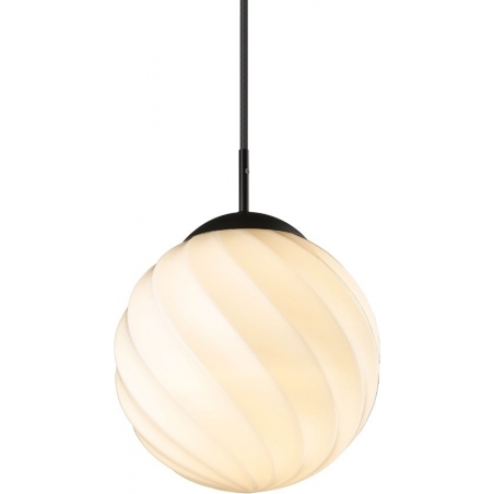 Twist 25cm opal&amp;black glass ball pendant lamp HaloDesign