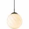 Designerska Lampa wisząca szklana kula Twist 25cm opal/czarny HaloDesign do salonu, kuchni i jadalni