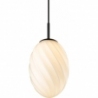 Designerska Lampa wisząca szklana Twist Oval 15cm opal/czarny HaloDesign do salonu, kuchni i jadalni