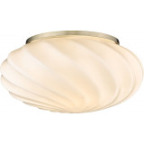 Stylowy Plafon szklany Twist 25cm opal/mosiądz HaloDesign do sypialni i przedpokoju
